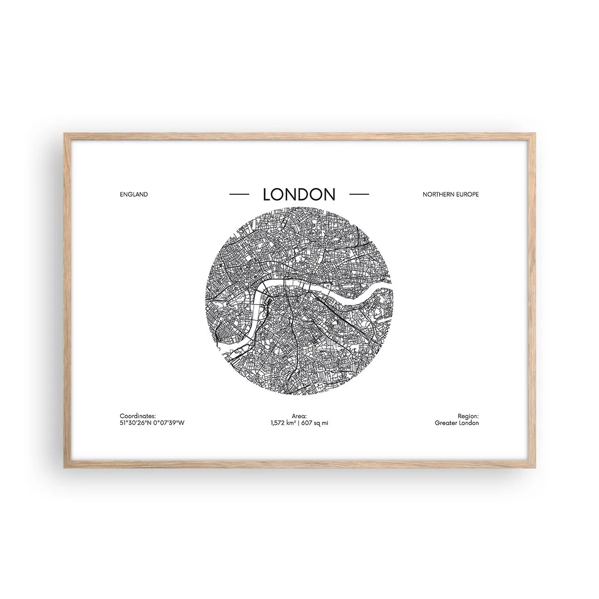 Een poster in een licht eiken lijst - Anatomie van Londen - 100x70 cm