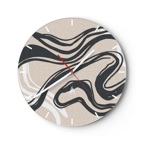 Wandklok - Klok - Zwarte lijnen op een beige achtergrond in een grafische stijl - 30x30cm - Expressie vermenigvuldigd - Moderne wanddecoratie voor woonkamer, keuken en slaapkamer ARTTOR