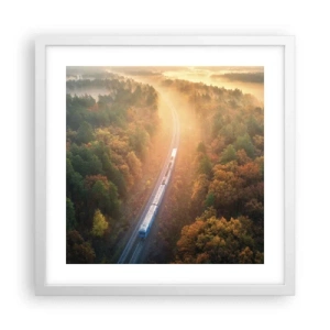 Poster in een witte lijst - Herfst reis - 40x40 cm