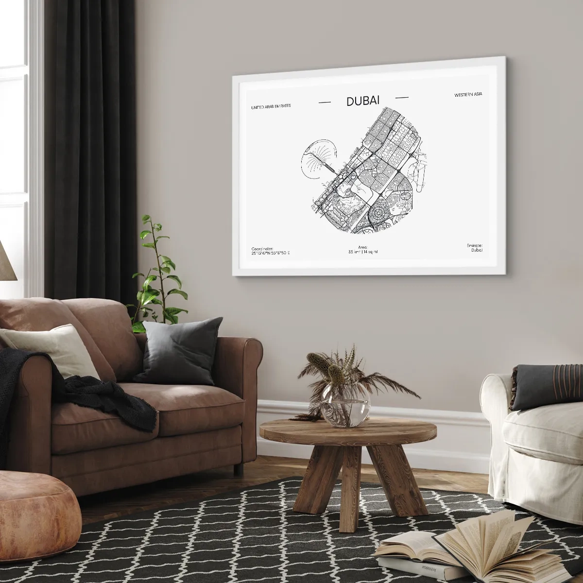 Poster in een witte lijst - Anatomie van Dubai - 100x70 cm