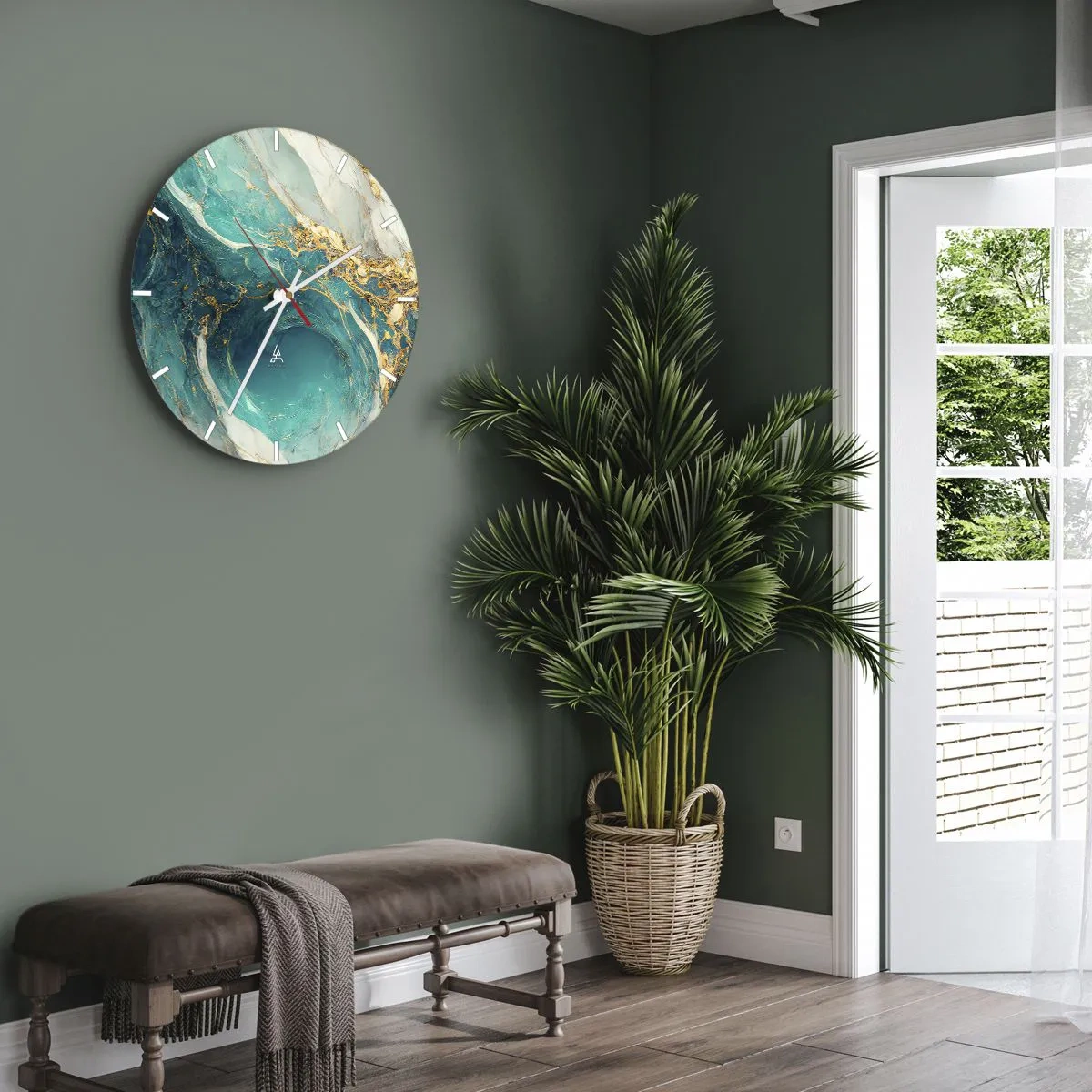 Wandklok - Klok - Compositie met goudaders - 30x30 cm