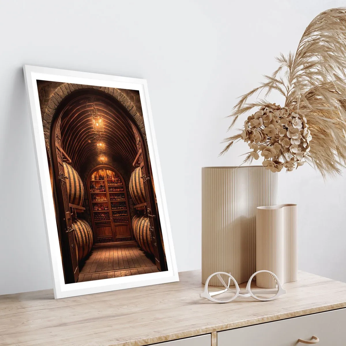 Poster in een witte lijst - Sfeervolle kelder - 30x40 cm