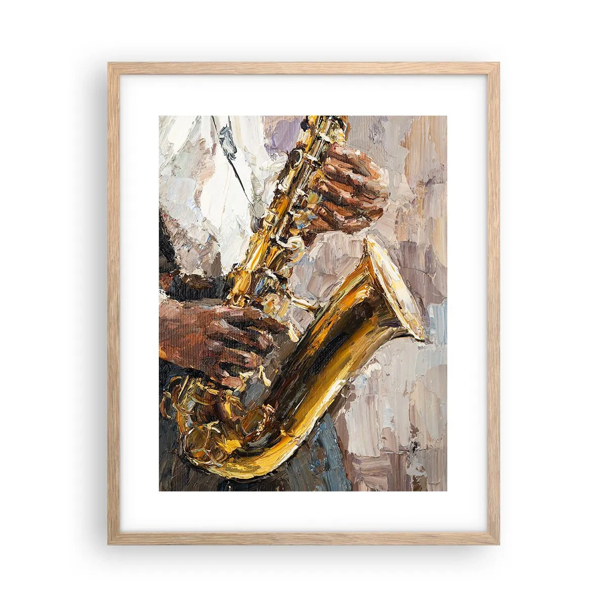 Een poster in een licht eiken lijst - Tijd om te solo te spelen - 40x50 cm