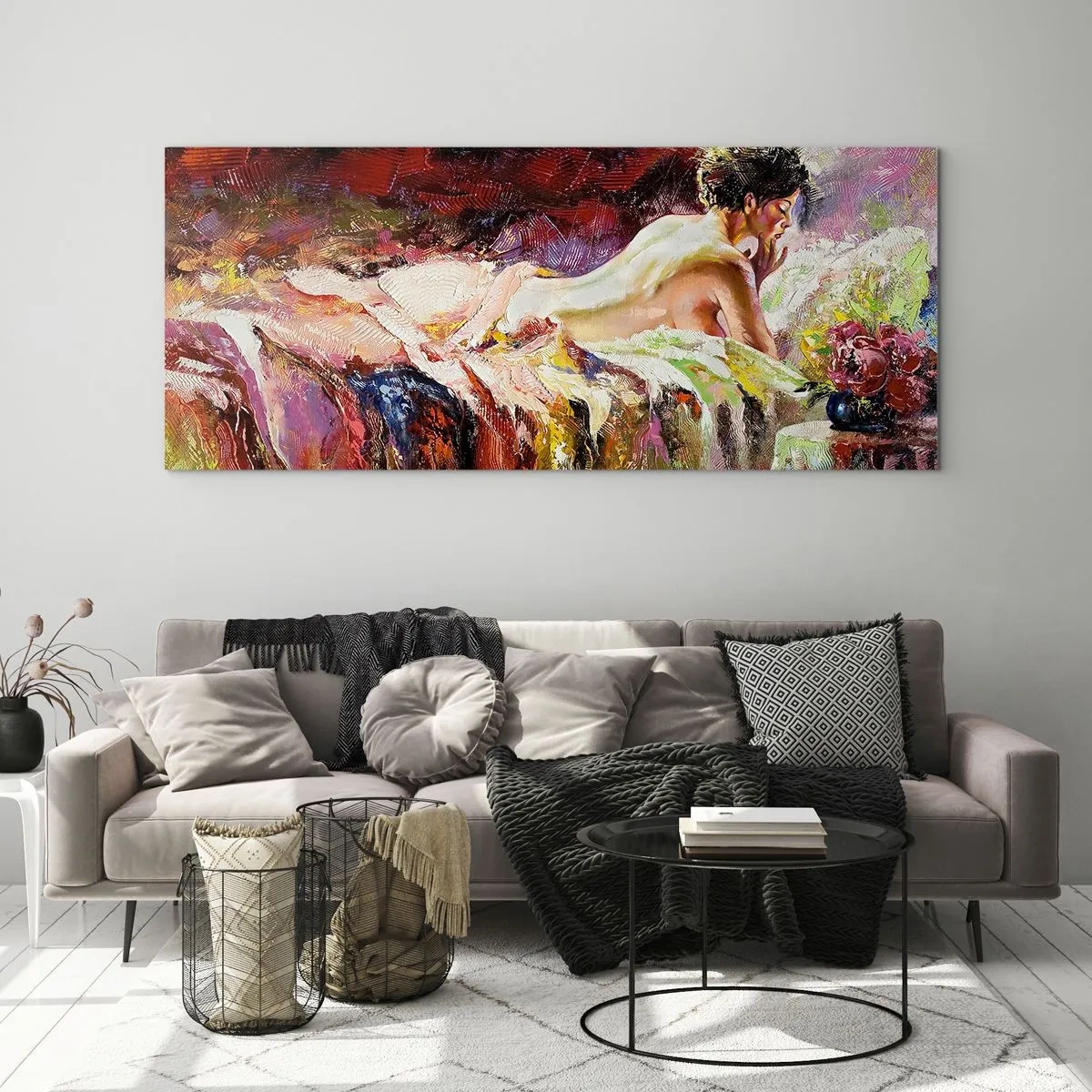 Schilderen op glas - Venus in gedachten - 100x40 cm