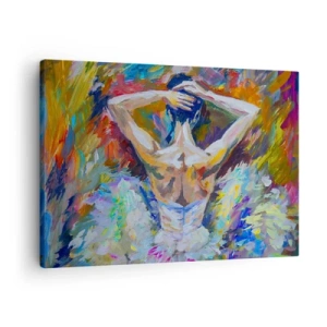 Schilderen op canvas - Een ballerina in dynamische kleuren en schilderachtige expressie - 70x50cm - Het kan van alles zijn - Moderne wanddecoratie voor woonkamer en slaapkamer ARTTOR