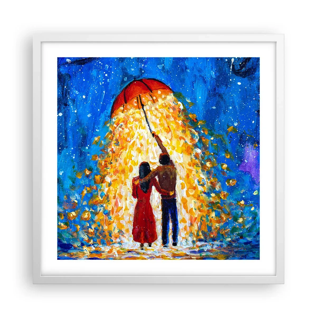 Poster in een witte lijst - De magie van een regenachtige avond? - 50x50 cm