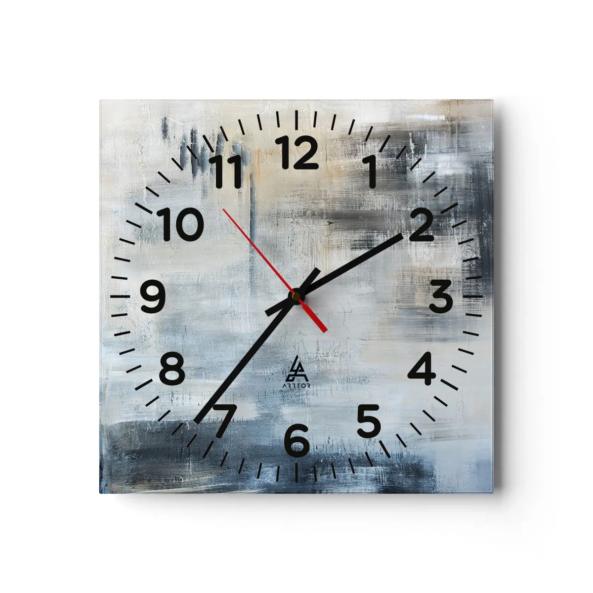 Wandklok - Klok - Achter het blauwe gordijn - 40x40 cm