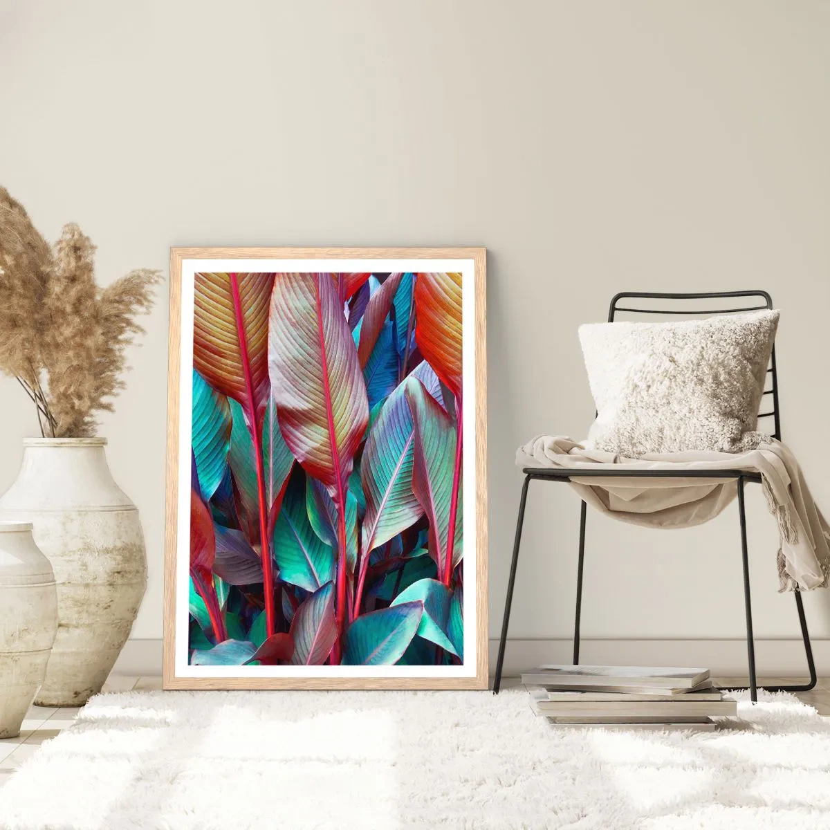 Een poster in een licht eiken lijst - Een kleurrijk struikgewas - 61x91 cm