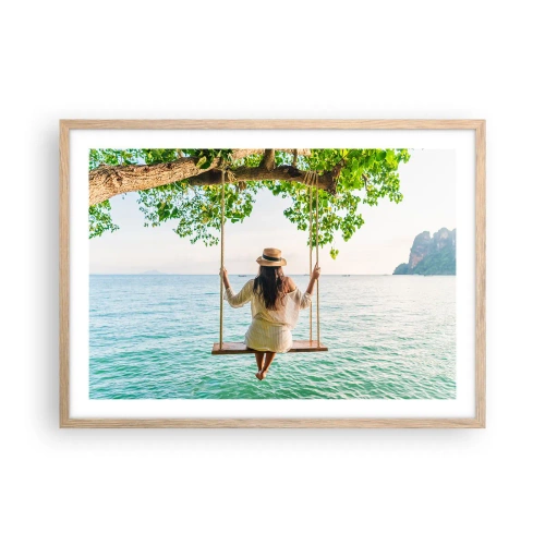 Een poster in een licht eiken lijst - Het leven is prachtig - 70x50 cm