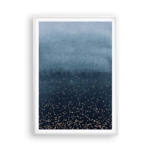Poster in een witte lijst - Samenstelling - blauwe fasen - 70x100 cm