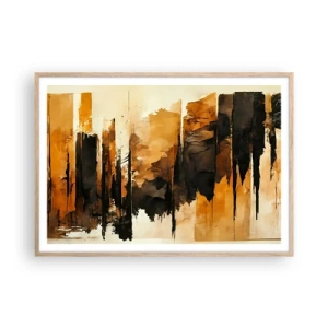 Een poster in een licht eiken lijst - Harmonie van zwart en goud - 100x70 cm