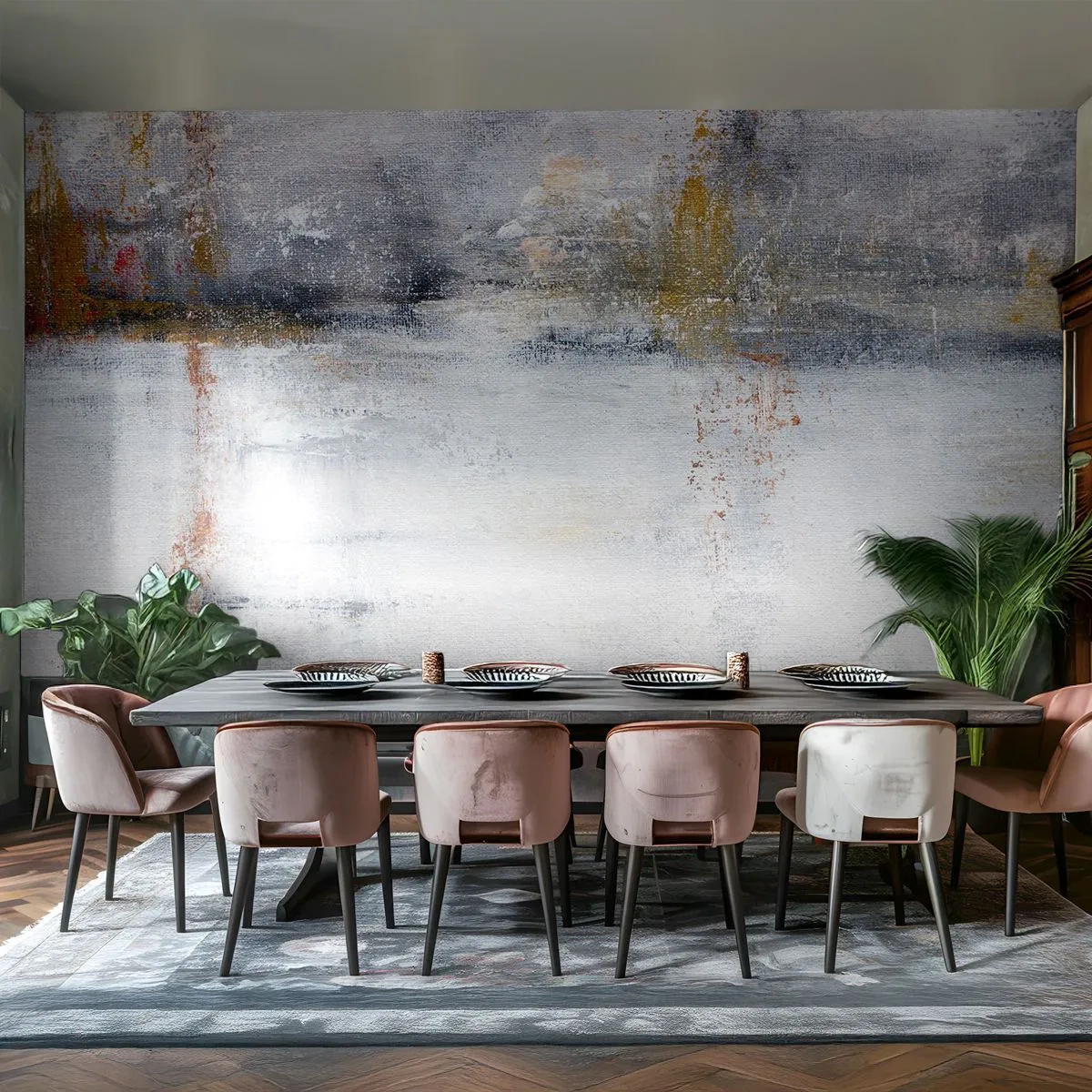 Fotobehang Premium Canvas - Achter de luchtgordijn - Abstractie, Deel, Schilderen - 250x175 cm