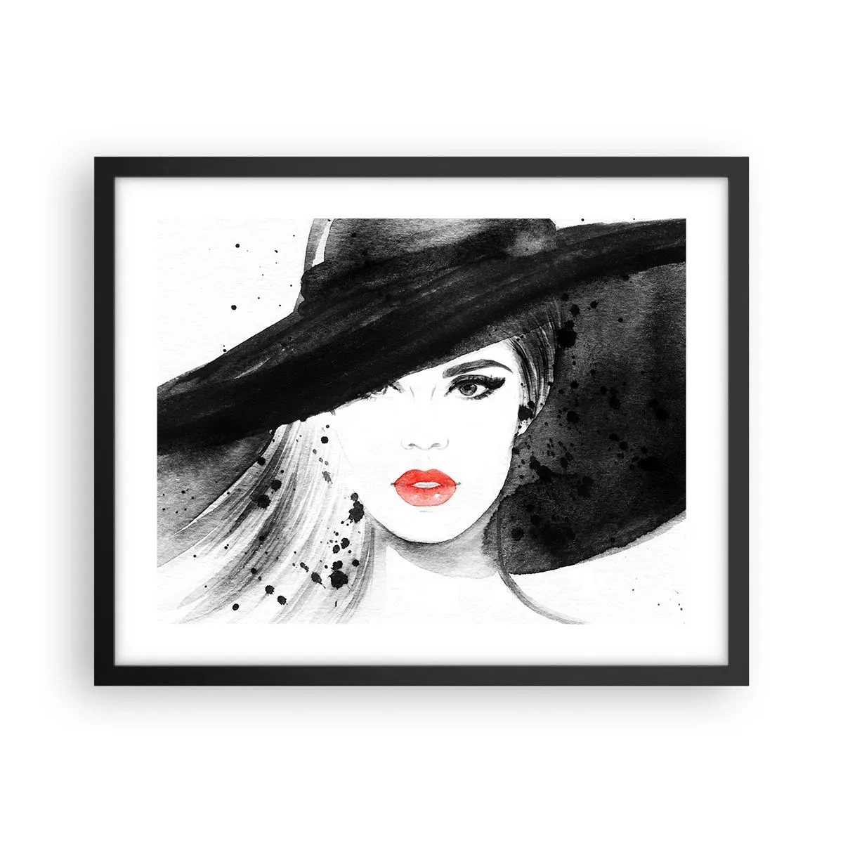 Poster in een zwarte lijst - Vrouw in het zwart - 50x40 cm