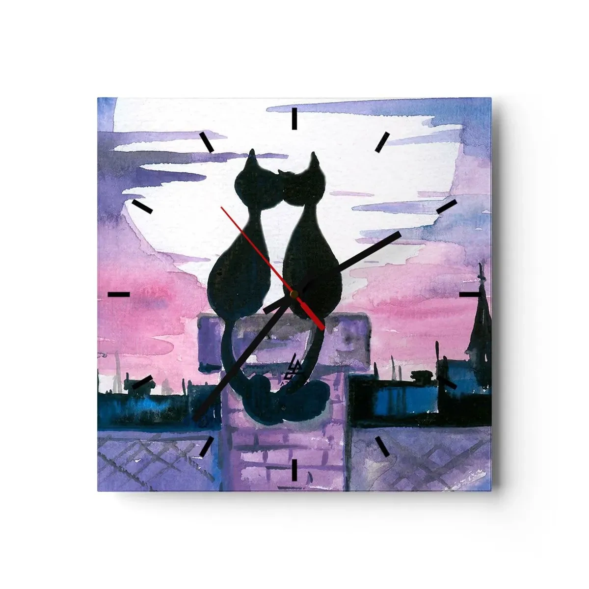 Wandklok - Klok - Afspraak onder de maan - 40x40 cm