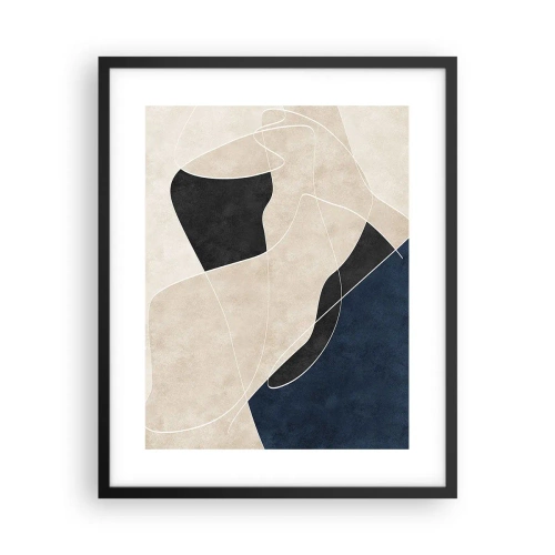 Poster in een zwarte lijst - Abstracte compositie – kleurcontrast - 40x50 cm