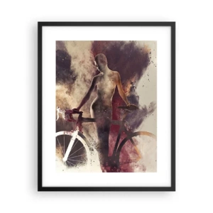 Poster in een zwarte lijst - Een fietsziel in marmeren vormen - 40x50 cm