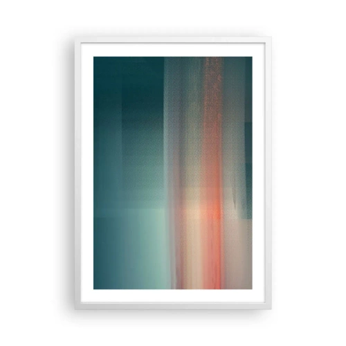 Poster in een witte lijst - Abstractie: golven van licht - 50x70 cm