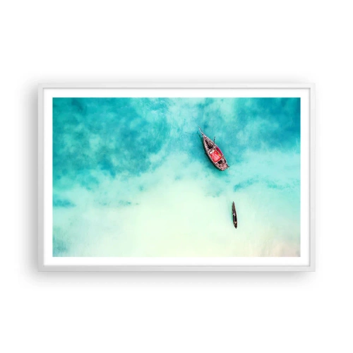 Poster in een witte lijst - Want op de stranden van Zanzibar, wanneer het teveel aan water ... - 91x61 cm
