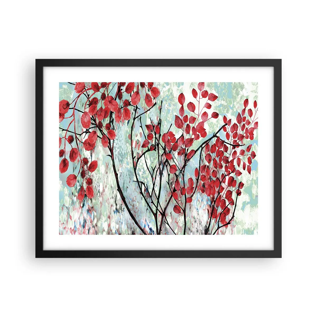 Poster in een zwarte lijst - Boom in scharlaken - 50x40 cm