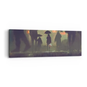 Schilderen op canvas - Vanuit het perspectief van een regendruppel - 90x30 cm