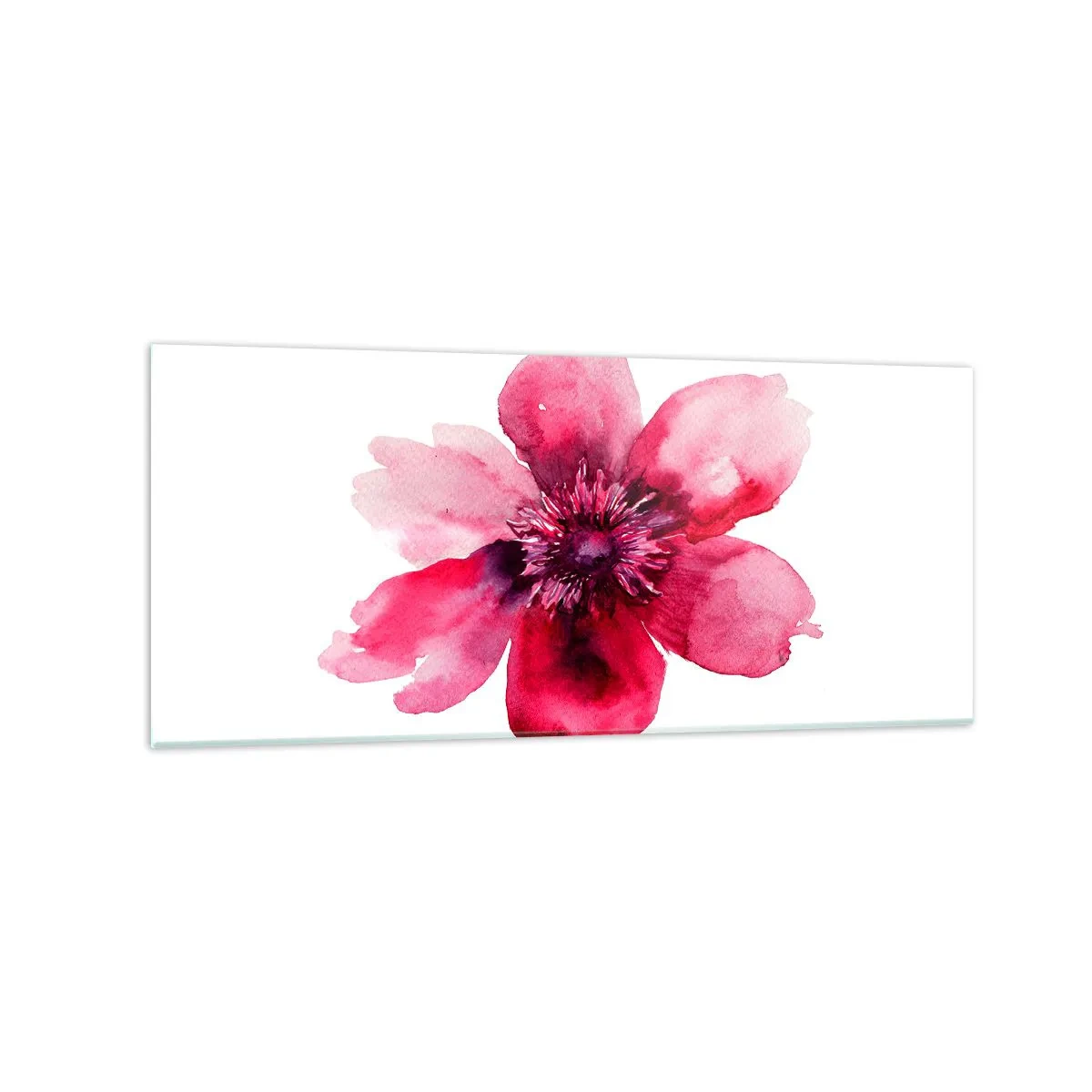 Schilderen op glas - Een karmijnrode geurende kus - 120x50 cm