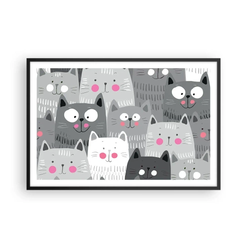 Poster in een zwarte lijst - De wereld van de kat - 91x61 cm