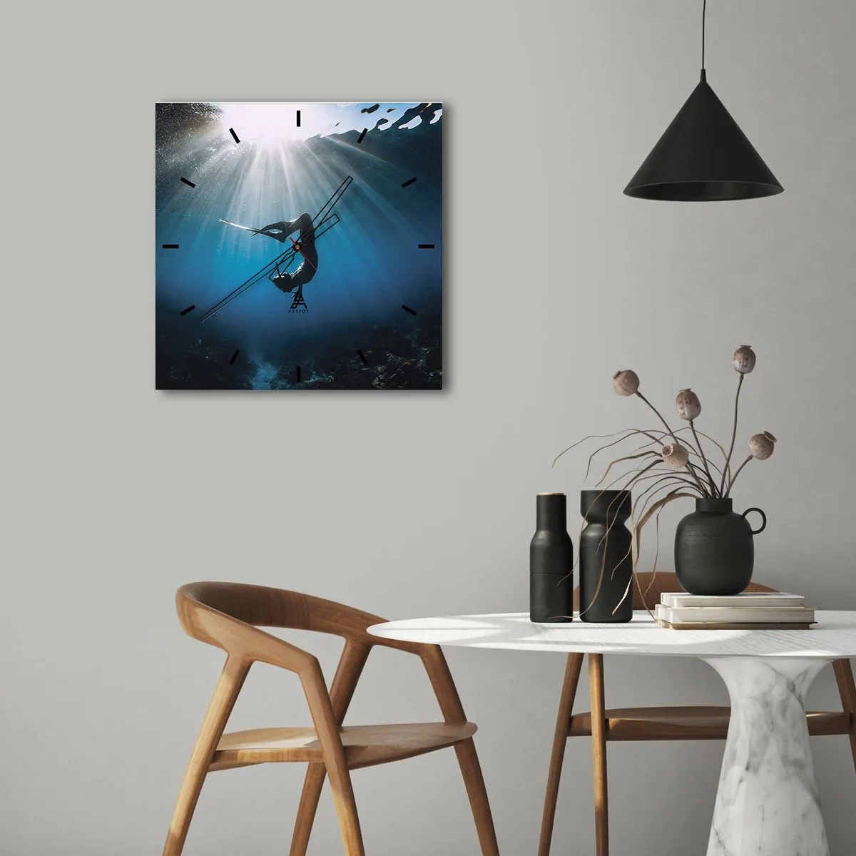 Wandklok - Klok - onderwaterdans - 30x30 cm