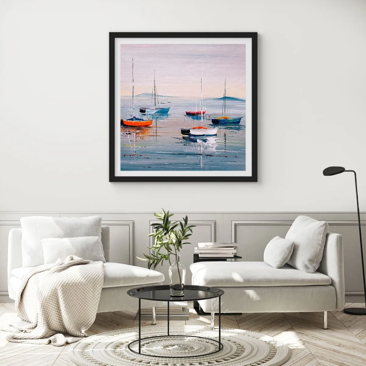 Poster in een zwarte lijst - Een welverdiende rust - 50x50 cm