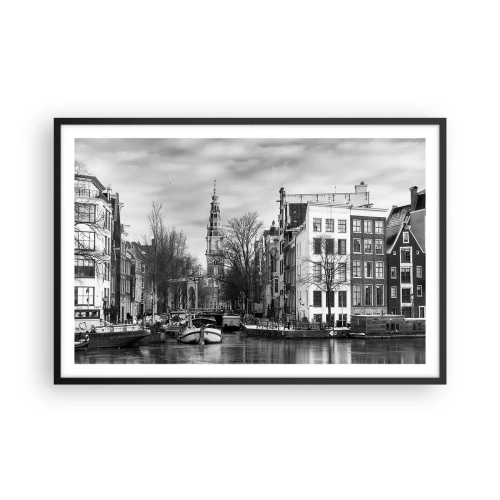 Poster in een zwarte lijst - Amsterdamse sferen - 91x61 cm