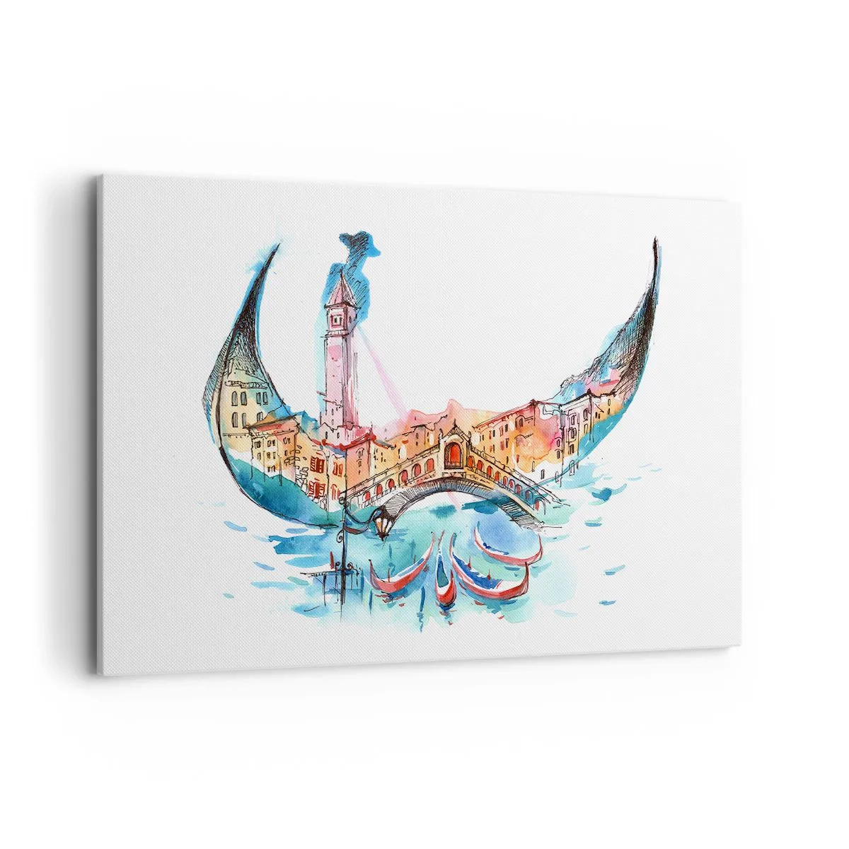 Schilderen op canvas - We varen door de stad - 120x80 cm