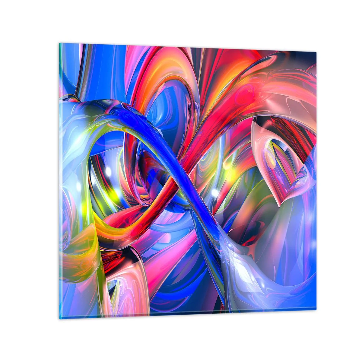 Schilderen op glas - Een dans van kleuren - 60x60 cm