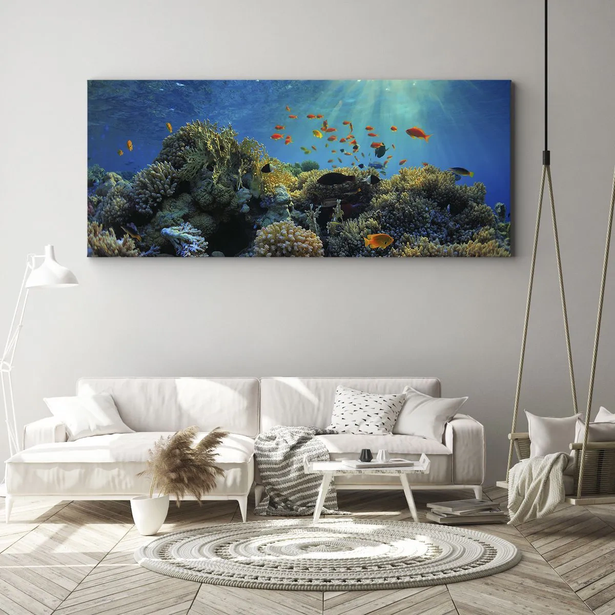 Schilderen op canvas - Onderwater schatten - 100x40 cm