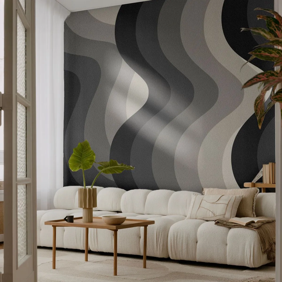 Fotobehang Premium Sand - Golf na golf - Lijnen, Golven, Abstractie - 250x175 cm