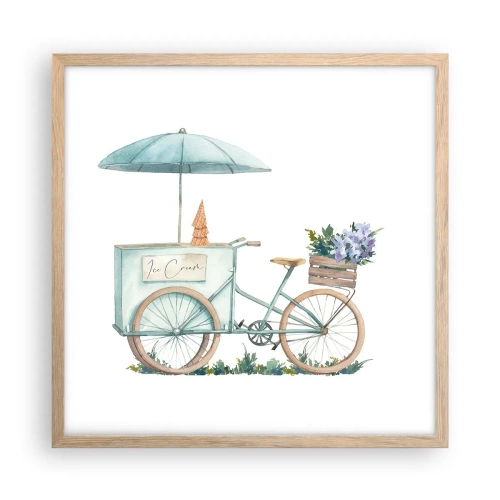 Een poster in een licht eiken lijst - Zoete herinnering aan de zomer - 50x50 cm