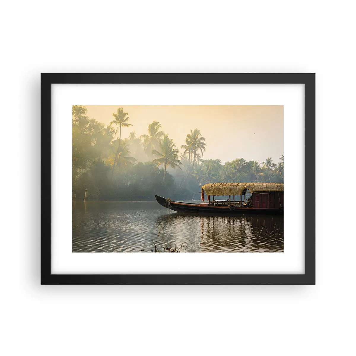 Poster in een zwarte lijst - Huis aan de rivier - 40x30 cm