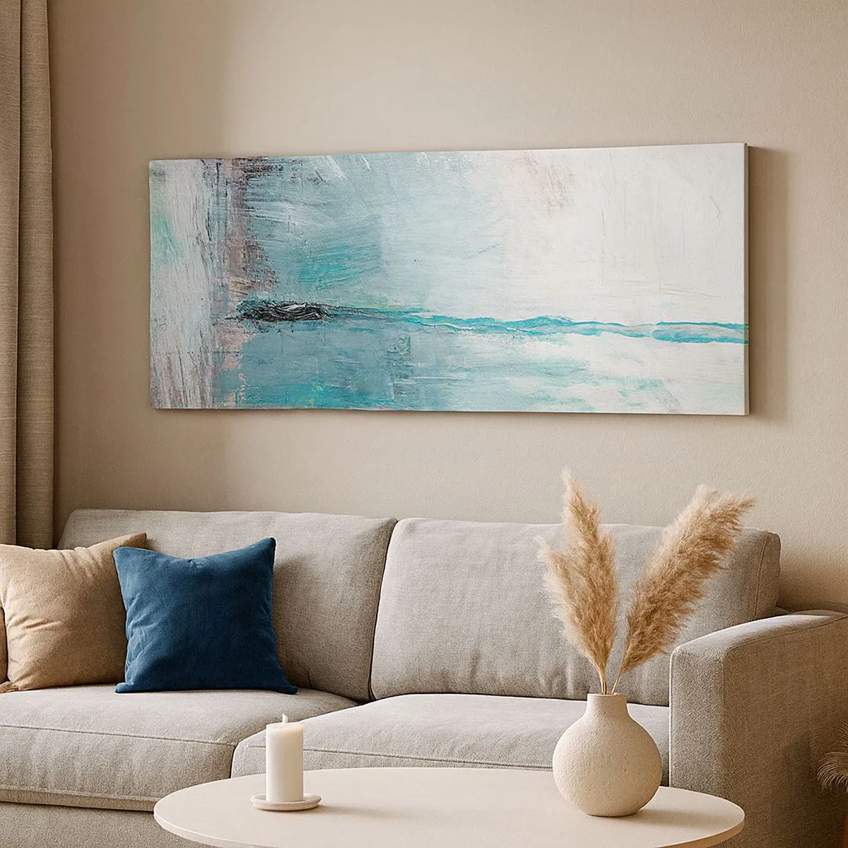 Schilderen op canvas - Horizontaal in blauw - 100x40 cm