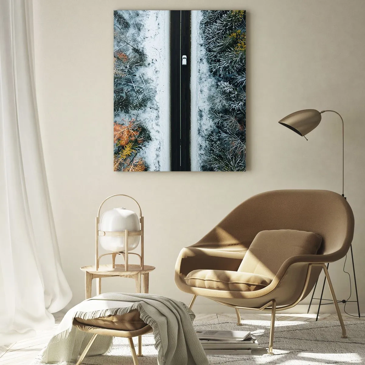Schilderen op glas - Snijd door het winterbos - 80x120 cm