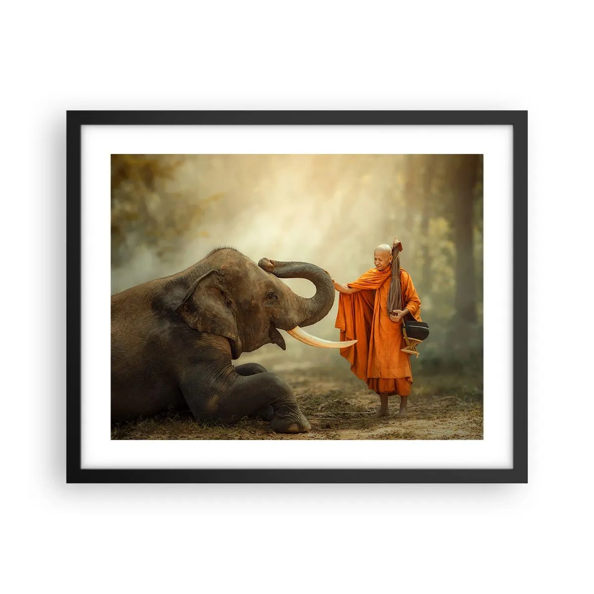 Poster in een zwarte lijst - Ontmoeting tijdens een reis - 50x40 cm