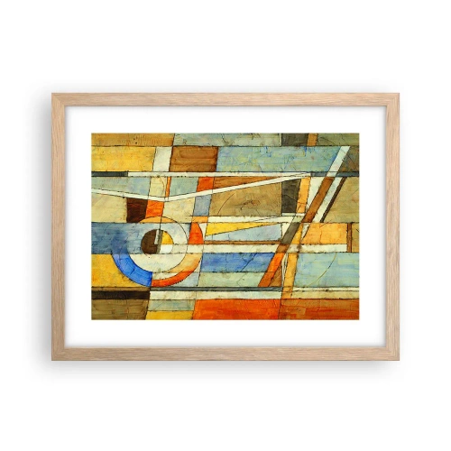Een poster in een licht eiken lijst - Kubisme op de bouwplaats - 40x30 cm