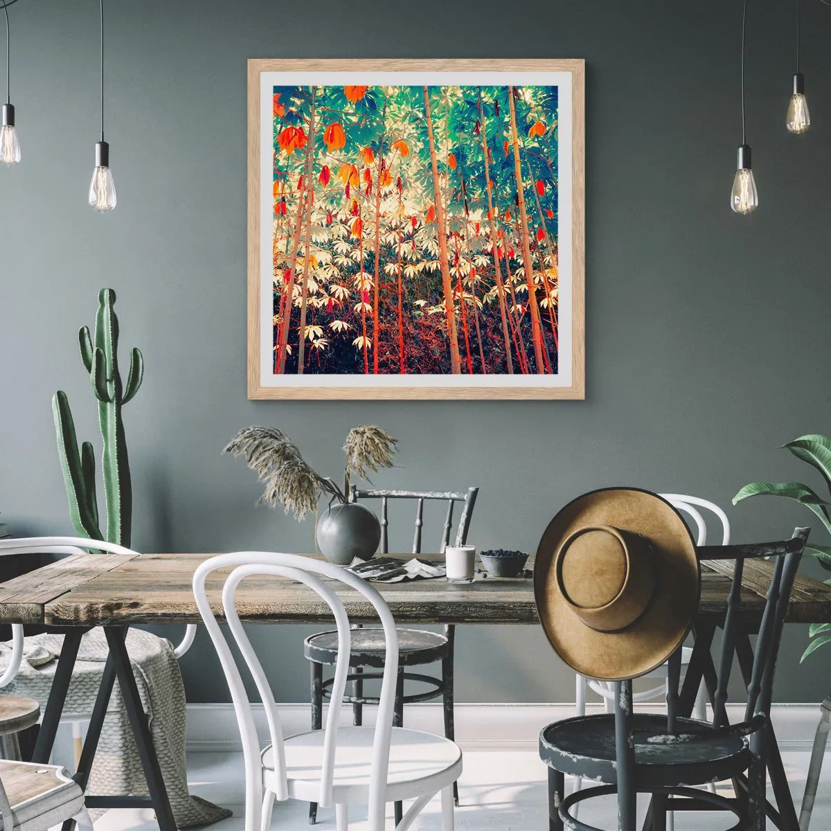 Een poster in een licht eiken lijst - Het geheime leven van de bladeren - 30x30 cm