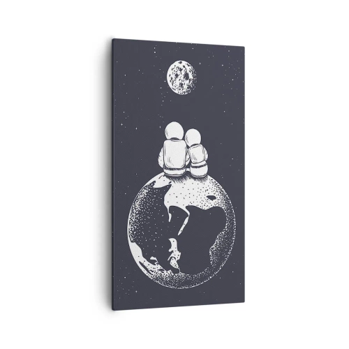 Schilderen op canvas - Een kosmisch love story  - 55x100 cm