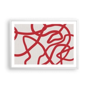 Poster in een witte lijst - Rood op wit - 70x50 cm
