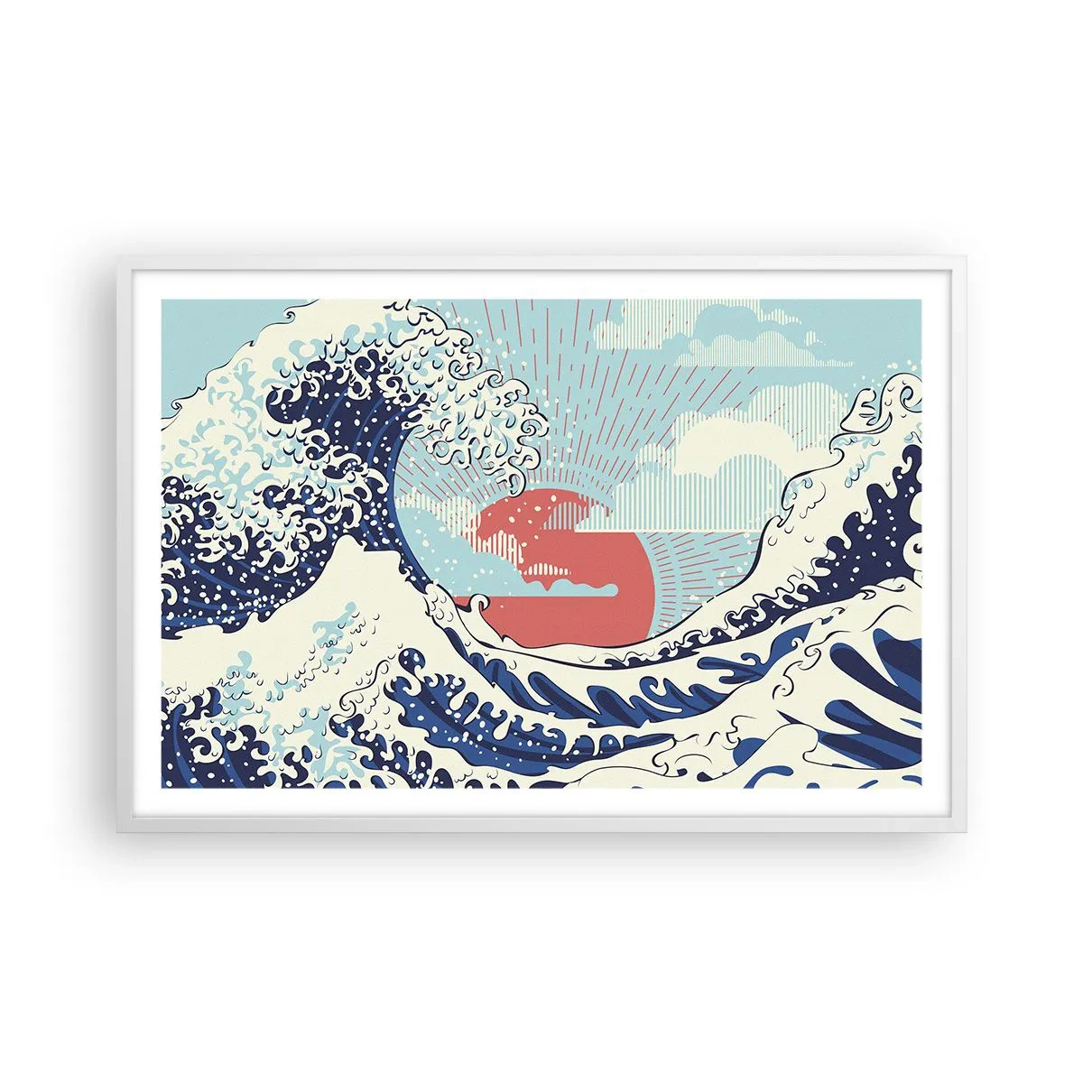 Poster in een witte lijst - Van Japanse inspiratie - 91x61 cm
