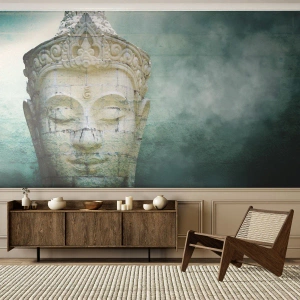 Fotobehang Premium Sand - Op zoek naar het licht - Boeddha, Boeddha beeld, Azië - 150x105 cm