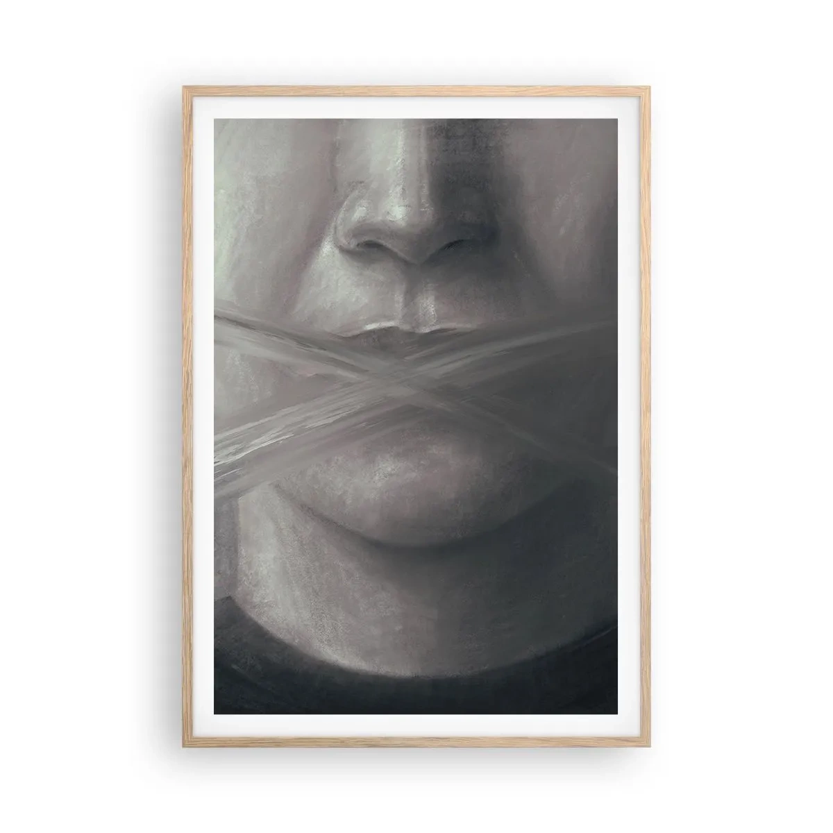 Een poster in een licht eiken lijst - Zonder een woord - 70x100 cm