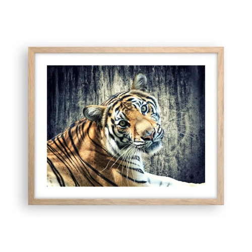 Een poster in een licht eiken lijst - Portret in stromen van licht - 50x40 cm