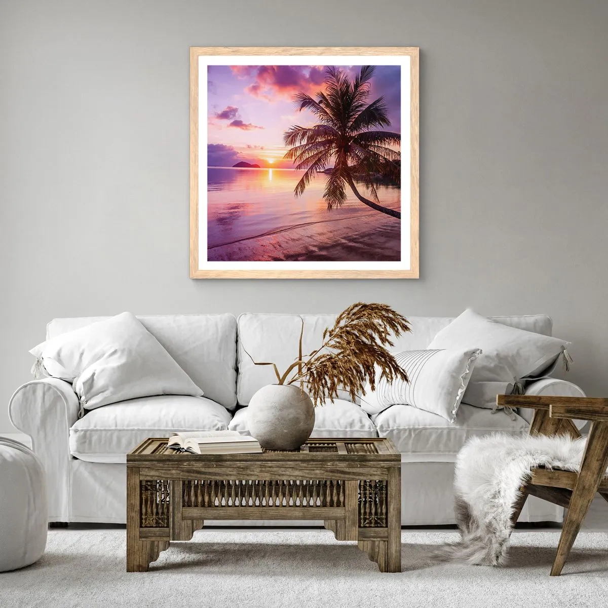 Een poster in een licht eiken lijst - Geluk tot aan de horizon - 40x40 cm