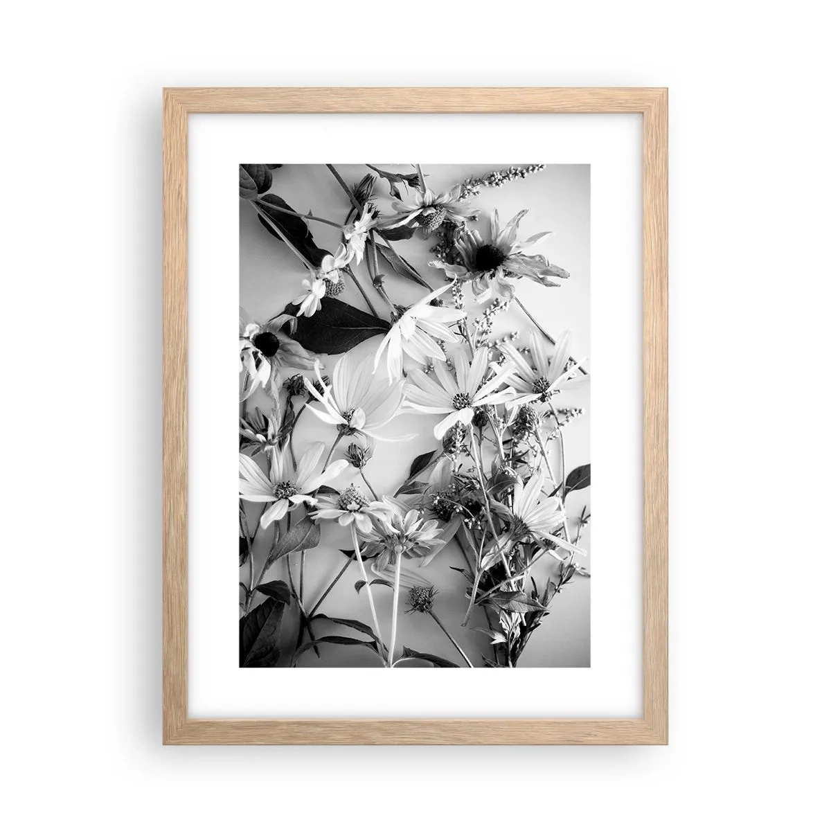 Een poster in een licht eiken lijst - Niet-boeket bloemen - 30x40 cm