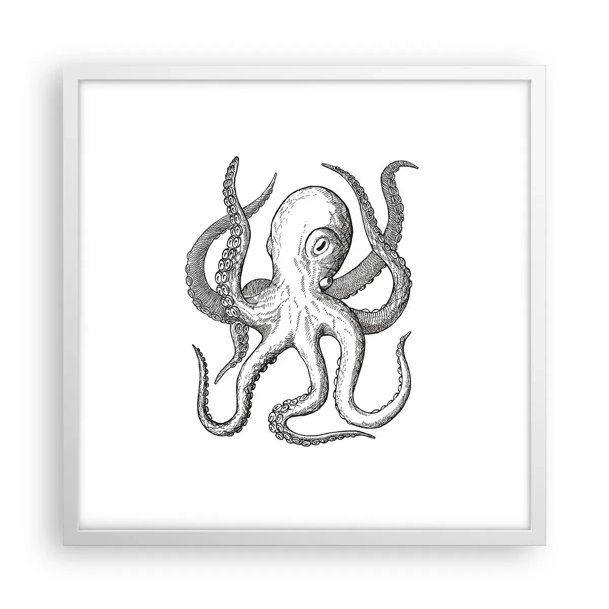 Poster in een witte lijst - Dansend met de golven - 50x50 cm