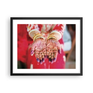 Poster in een zwarte lijst - Klaar om je geluk te vangen? - 50x40 cm